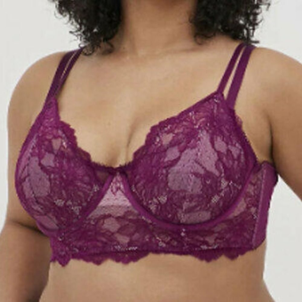 Torrid Curve Purple Dot Lace Underwire Bra, Sz 1 (14/16 or 1X)